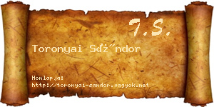 Toronyai Sándor névjegykártya