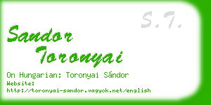 sandor toronyai business card